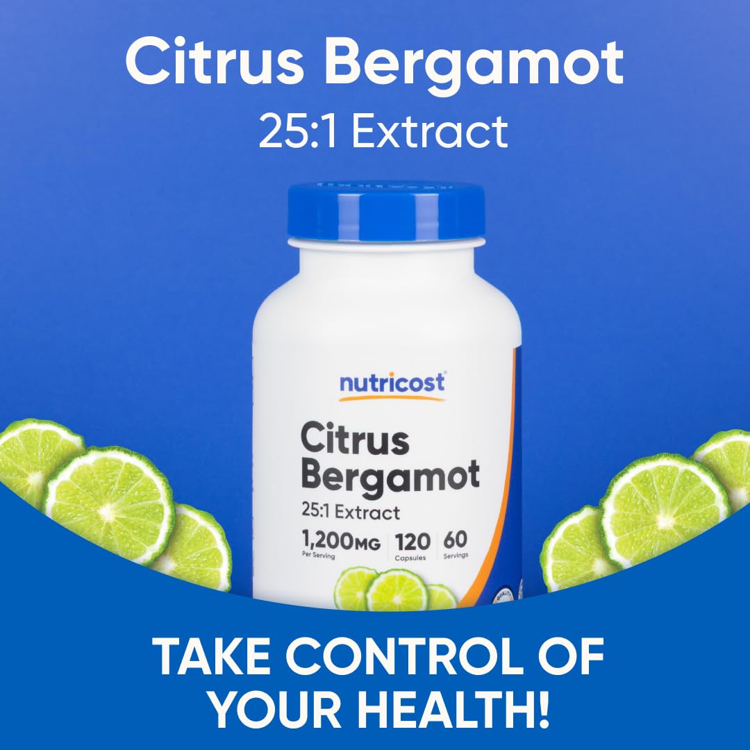 Nutricost Citrus Bergamot Capsules 1,200mg, 120 Capsules - 25:1 Bergamot Extract - 60 Servings, Gluten Free, Vegan & Non-GMO Nutricost