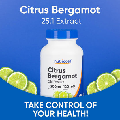 Nutricost Citrus Bergamot Capsules 1,200mg, 120 Capsules - 25:1 Bergamot Extract - 60 Servings, Gluten Free, Vegan & Non-GMO Nutricost