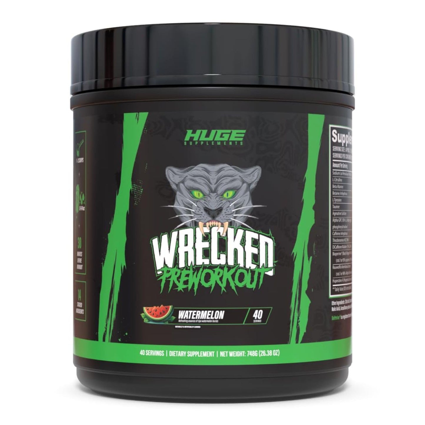 Wrecked Pre Workout Powder, Advanced Formula, Boosts Energy, Focus, Pumps & Performance, 10g L-Citrulline, 6.4g Beta Alanine, 5g Tyrosine, 1g Alpha GPC, 375mg Fast-Acting Caffeine & More (40 Servings)