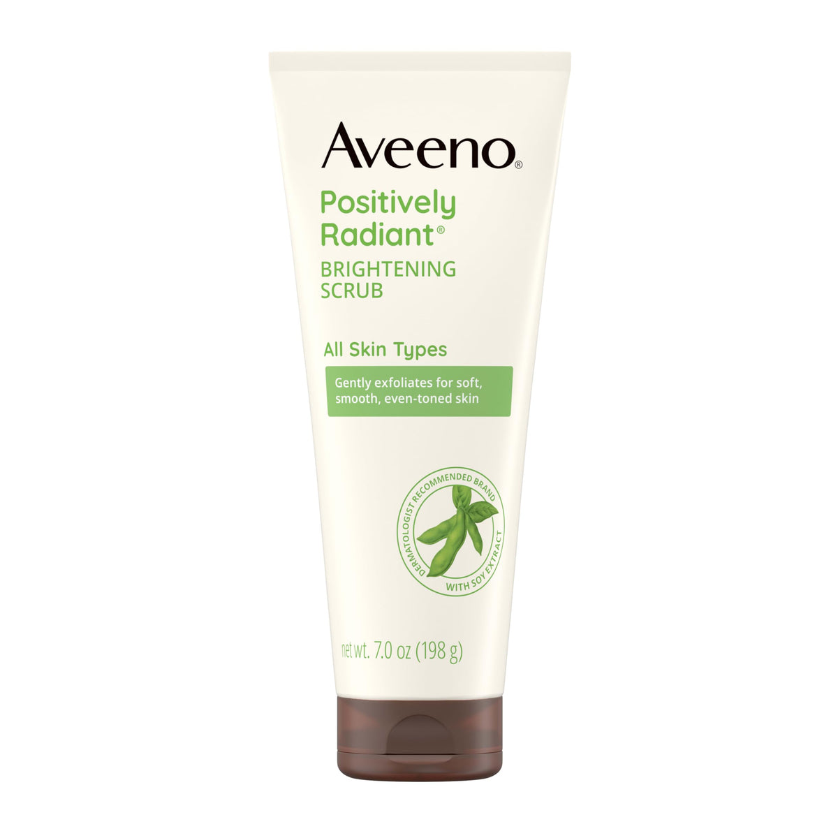 Aveeno Positively Radiant Skin Brightening Daily Facial Scrub with Moisture-Rich Soy Extract, Gently Exfoliates & Cleanses for Soft, Smooth, More Even-Toned Skin, Hypoallergenic, 7 oz Aveeno