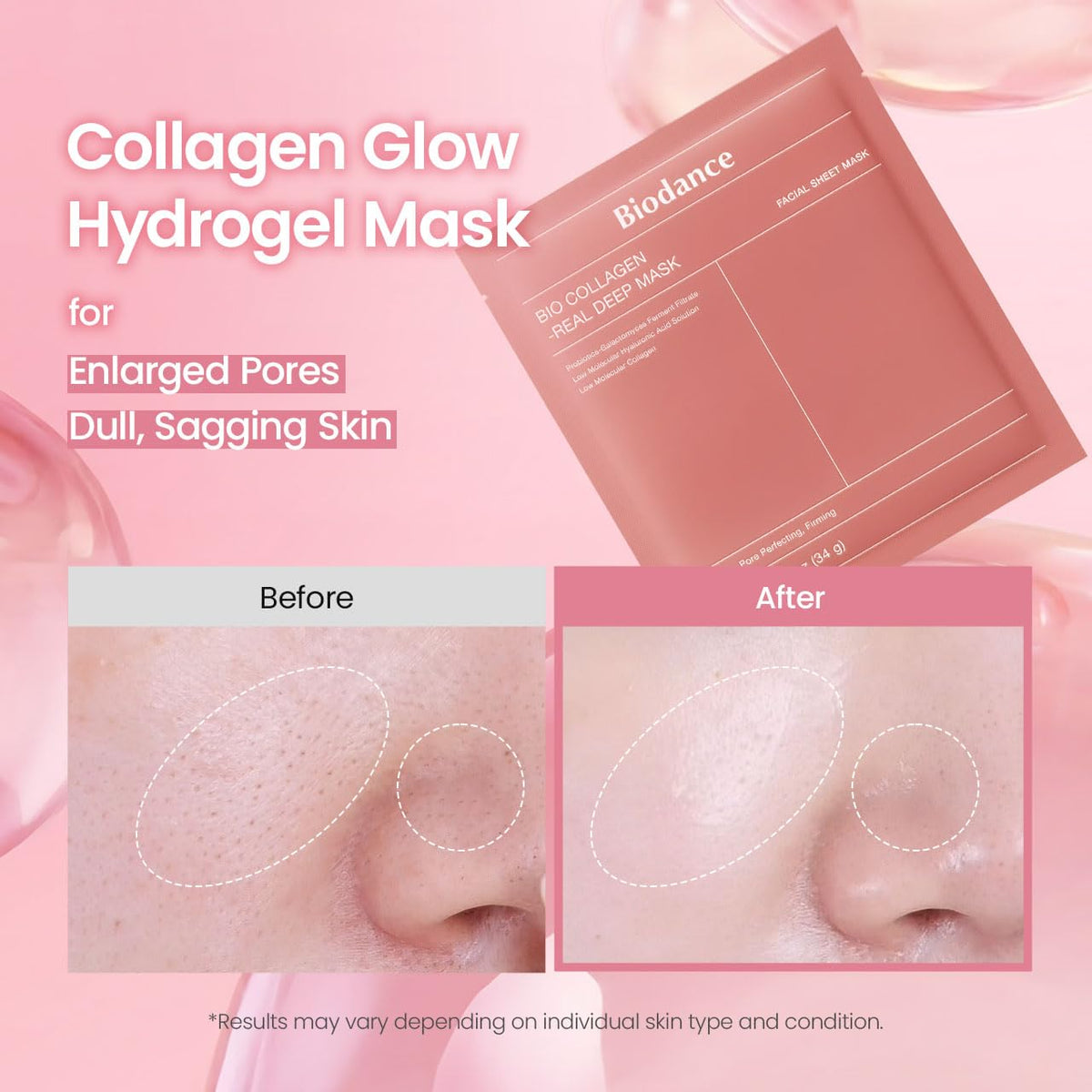 BIODANCE Bio-Collagen Real Deep Mask, Hydrating Overnight Hydrogel Face Mask, Pore Minimizing, Elasticity, Plumping, Travel Essentials & Self Care Gifts for Women, Korean Skin Care | 1.19oz(34g) x 4ea BIODANCE