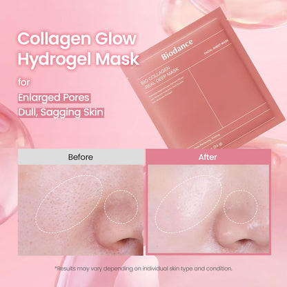 BIODANCE Bio-Collagen Real Deep Mask, Hydrating Overnight Hydrogel Face Mask, Pore Minimizing, Elasticity, Plumping, Travel Essentials & Self Care Gifts for Women, Korean Skin Care | 1.19oz(34g) x 4ea BIODANCE
