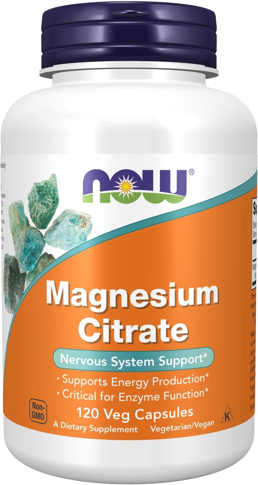 NOW Supplements, Magnesium Citrate, Enzyme Function*, Nervous System Support*, 120 Veg Capsules Gsupps Australia