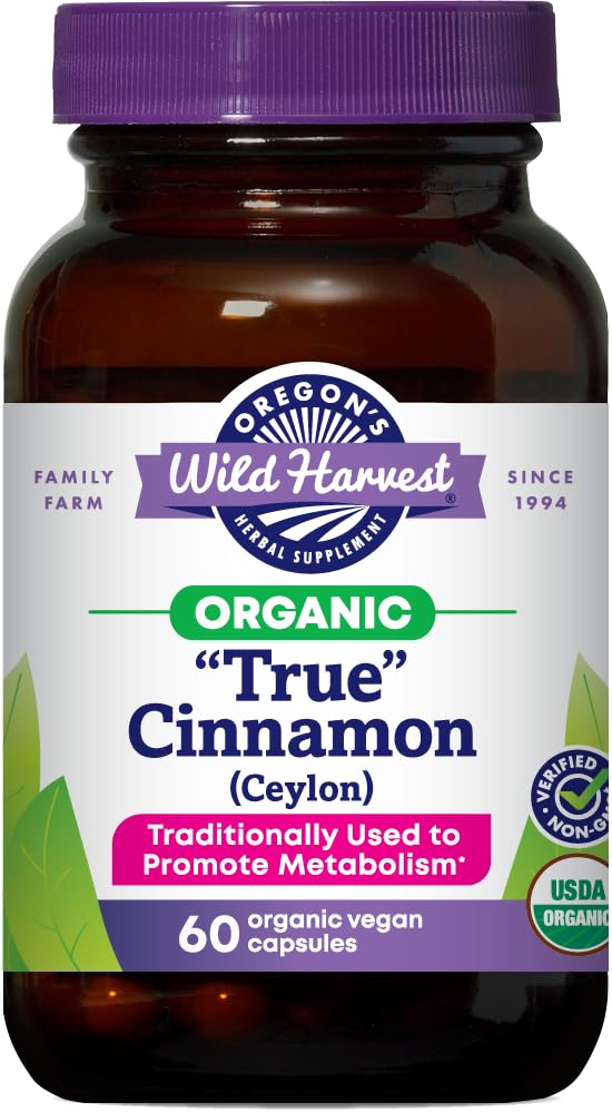 Oregon's Wild Harvest Organic True Cinnamon Ceylon 120 Count Vegan Capsules Gsupps Australia