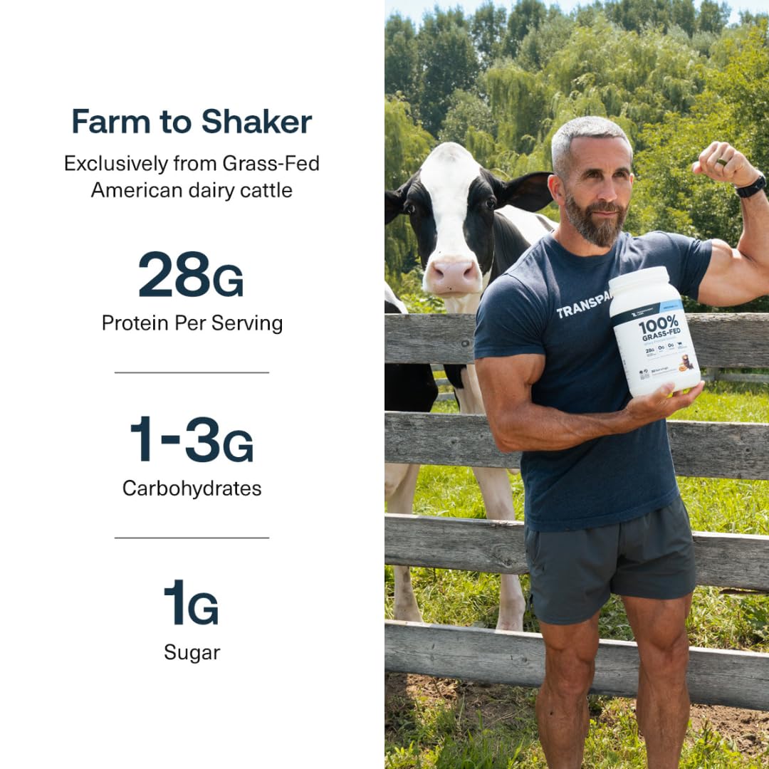 Transparent Labs Grass-Fed Whey Protein Isolate - Naturally Flavored, Gluten Free Whey Protein Powder with 28g of Protein per Serving & 9 Amino Acids - 30 Servings, French Vanilla