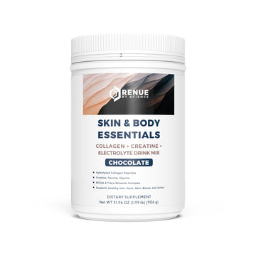 Renue By Science Skin & Body Essentials | Collagen Peptides Electrolytes Creatine & BCAA Powder | Collagen (12g) Creatine Monohydrate (4g) per Serving with Taurine & Glycine | Made in USA - Chocolate Renue By Science buy australia supplements