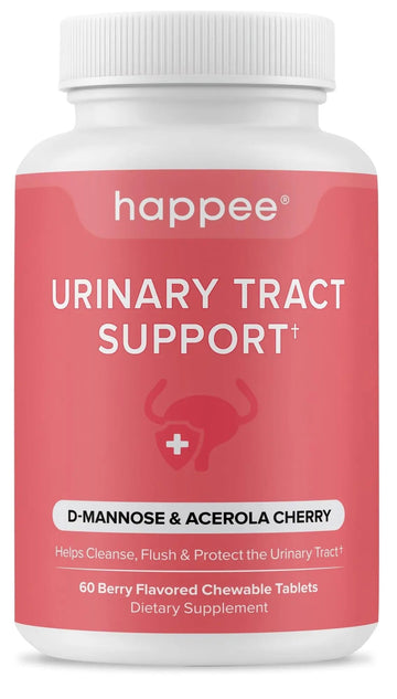Happee Urinary Tract Health Supplement for Women & Men – Fast-Acting UTI Relief and Prevention, 500mg D-Mannose & Antioxidants, Supports Kidney and Bladder Health, Berry Flavor, 60 Chewables Happee buy australia supplements