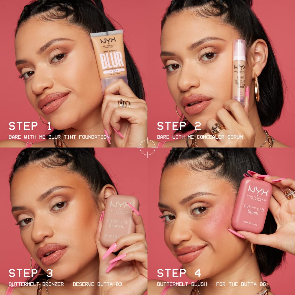 NYX PROFESSIONAL MAKEUP Buttermelt Powder Blush, Fade and Transfer-Resistant Blush, Up to 12HR Make Up Wear, Vegan Formula - For The Butta NYX PROFESSIONAL MAKEUP