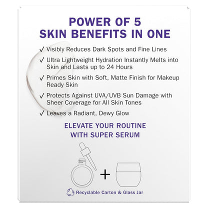 Olay Super Cream with Sunscreen SPF 30, Lightweight Face Moisturizer with Sun Protection, 5-in-1 Skin Care Benefits - Hydrating, Brightening, Firming - Niacinamide, Vitamin C, Collagen Peptide, 1.7 oz Olay