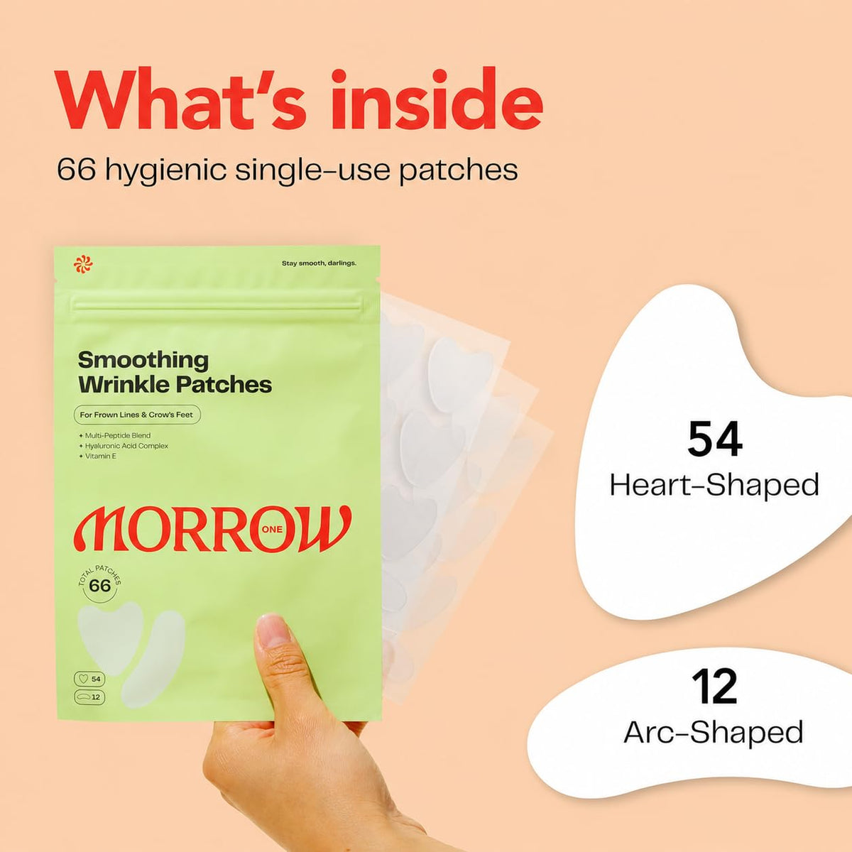 Morrow One Wrinkle Patches Peptide Face Tape Overnight Smile Lines 66 Count Morrow