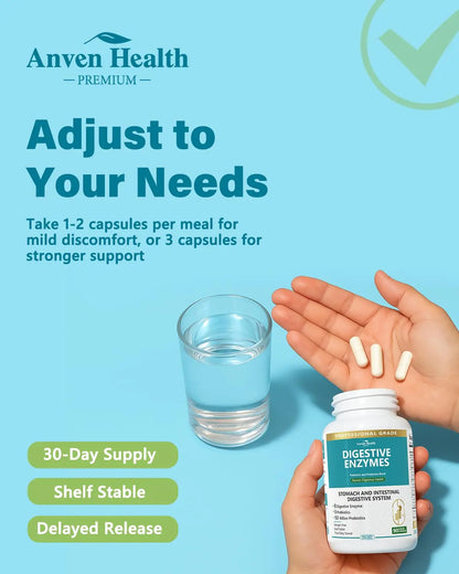 Anven Health 800mg Digestive Enzymes for Men and Women with Probiotics & Prebiotics, 8 Key Enzymes, Protease, Amylase & Lipase | 270 Capsules - A 90-Day Supply Anven Health