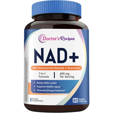 Doctor's Recipes NAD Supplement, Nicotinamide Riboside, Resveratrol, NMN Alternative for Anti-Aging, w/Magnesium Glycinate & L-Tryptophan, 650mg Per Serving, Energy & Mood Boost, 60 Vegan Capsules Doctor's Recipes buy australia supplements