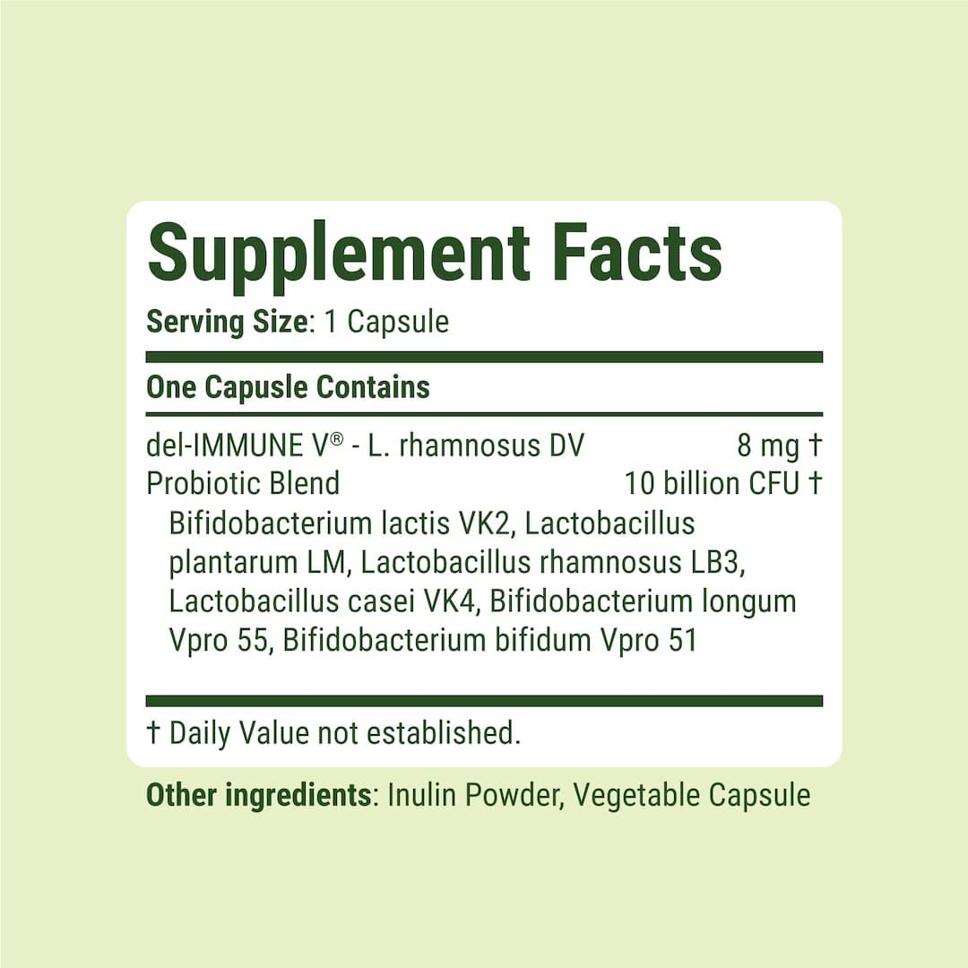 Del-Immune V® + Delpro Probiotic & Prebiotic Blend by Stellar Biotics - Promotes Optimal Gut Health, Digestion, Immune Support & Mood (120 Capsules) Del-Immune V