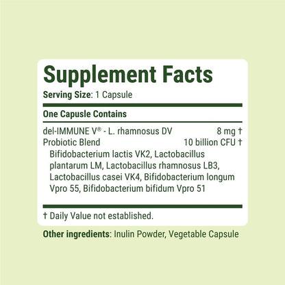 Del-Immune V® + Delpro Probiotic & Prebiotic Blend by Stellar Biotics - Promotes Optimal Gut Health, Digestion, Immune Support & Mood (120 Capsules) Del-Immune V