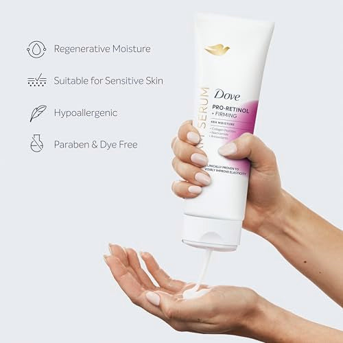 Dove Cream Serum Pro-Retinol + Firming for Elasticity and Firmness, with Collagen Peptides, Niacinamide and Antioxidants Lotion, 8 oz Dove