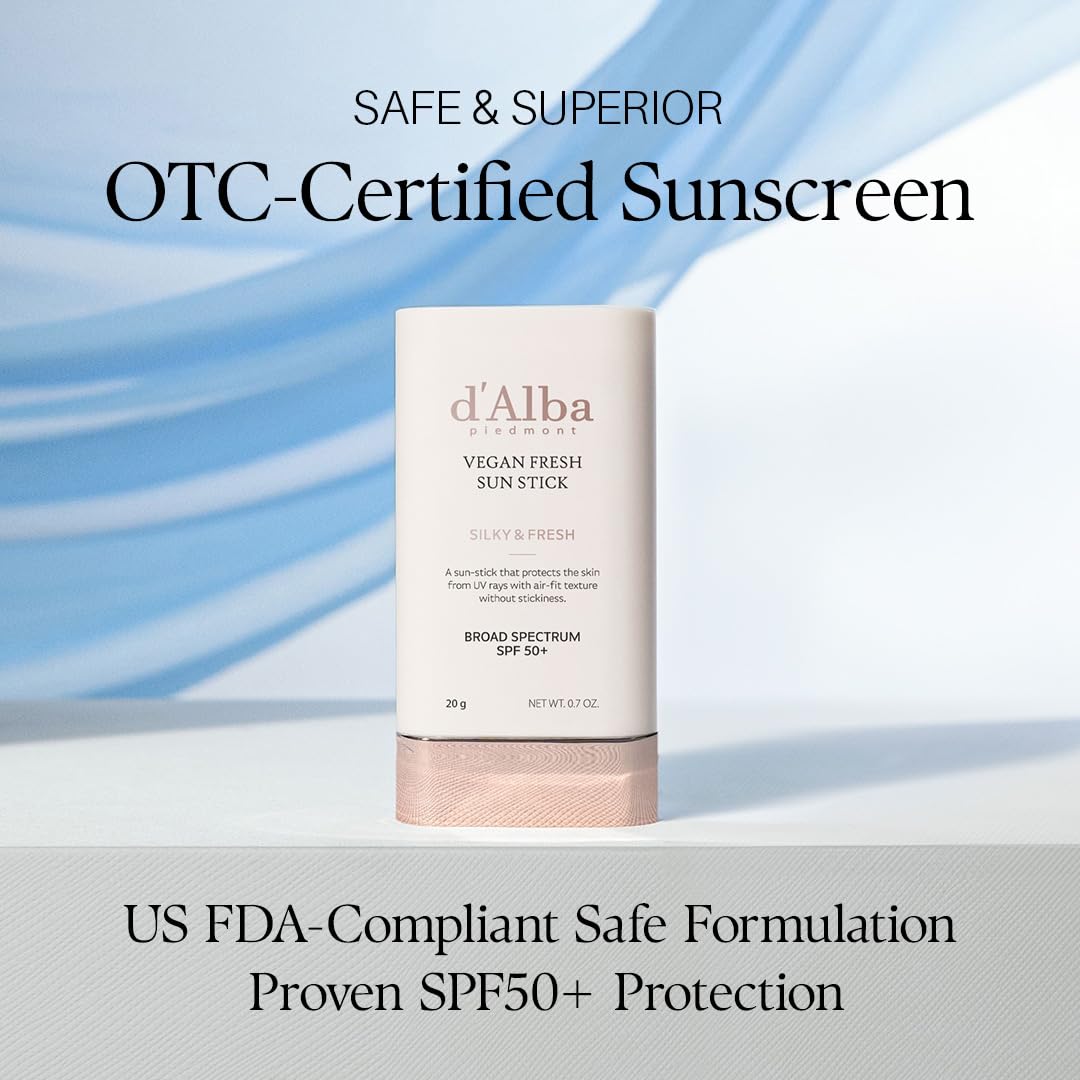 d'alba Piedmont Air Fit Fresh Sun Stick, OTC BROAD SPECTRUM SPF 50+, Non-Sticky On-the-Go Sun Protection, Outdoor Essential Vegan Sun Stick, Silky & Fresh, Korean Skin Care (0.7 Oz.) d'alba Piedmont