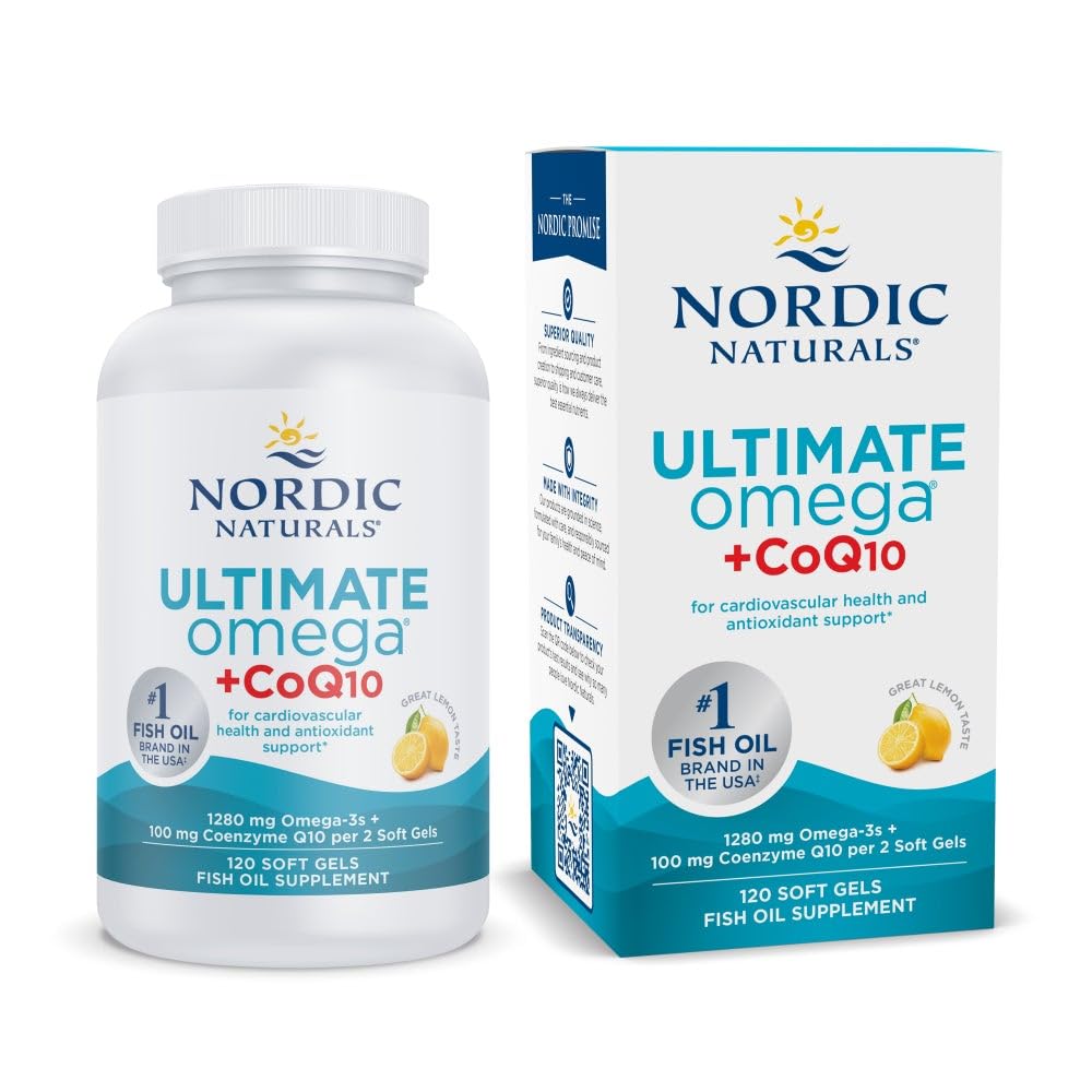 Nordic Naturals Ultimate Omega + CoQ10, Lemon - 120 Soft Gels - 1280 mg Omega-3 + 100 mg CoQ10 - Heart Health, Cellular Energy, Antioxidant Support - Non-GMO - 60 Servings Nordic Naturals buy australia supplements