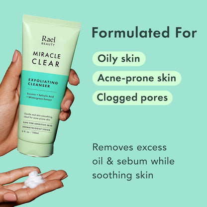 Rael Miracle Clear Facial Cleanser Face Wash (Exfoliating Cleanser, 5.1 oz) Rael