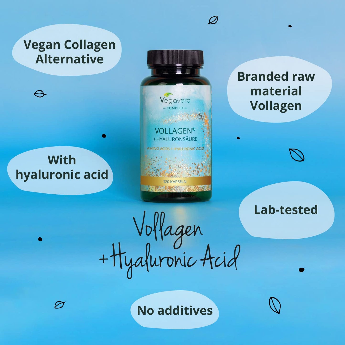Vegavero Vegan Collagen Complex + Hyaluronic Acid | NO Additives | Vegan Collagen Powder Vollagen VegaveroBuy Supplements Australia