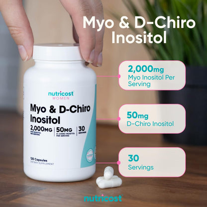 Nutricost Myo Inositol & D-Chiro Inositol for Women 2000mg, 120 Capsules, 2000mg Myo & 50mg D-Chiro Per Serving, 30 Servings Nutricost