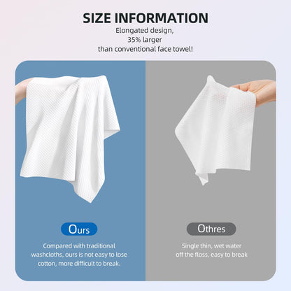 Disposable Face Towels,Viscose Biodegradable Large Dry Wipes,Super Soft & Thick Face Cleansing Towels,Daily Facial Tissues for Sensitive Skin, Makeup Removing,Facial Clean,Nursing,Travel (50 Count) PUPUPE