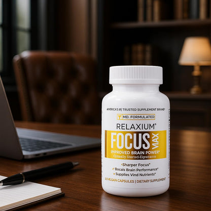 Relaxium FocusMax, Brain & Focus Health Supplement, Mental Clarity Support, Proven Concentration, Focus, Memory, Relaxium