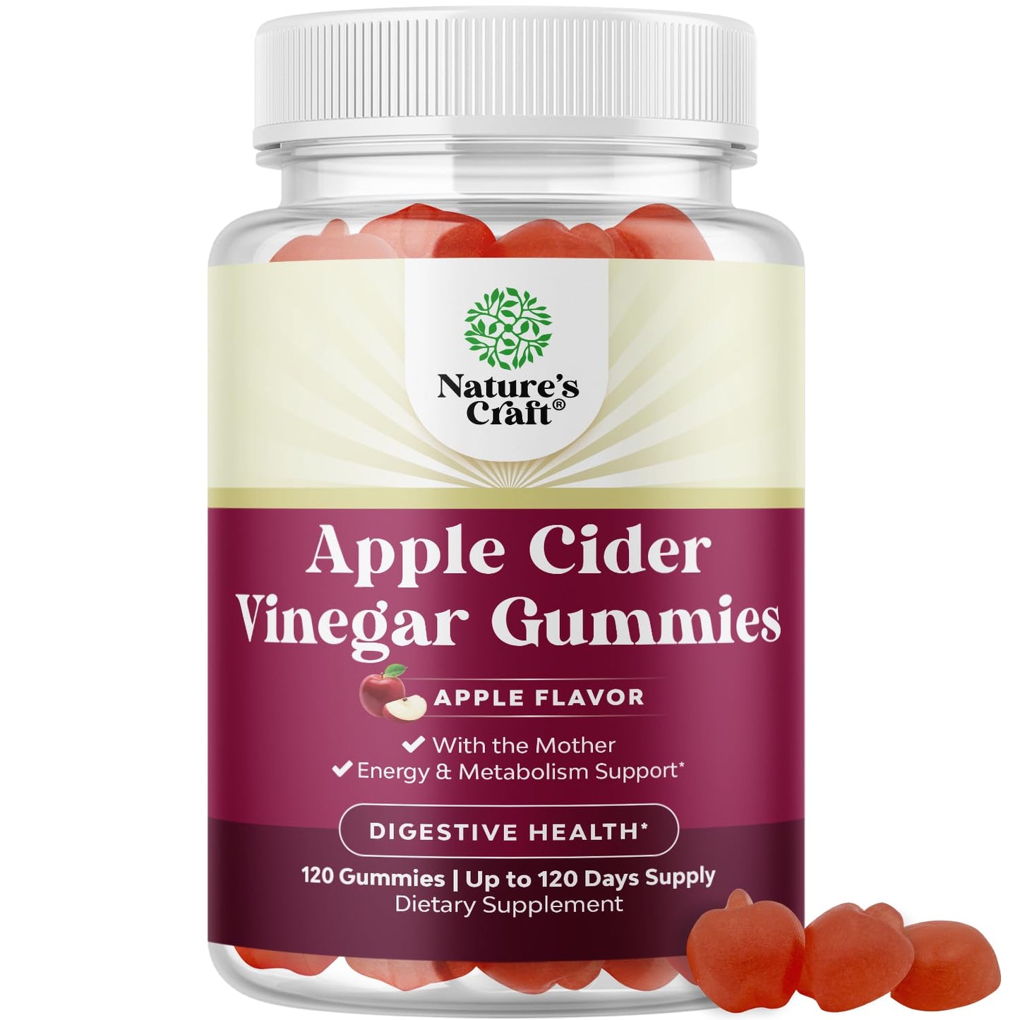 Apple Cider Vinegar Gummies with Mother - Cleanse & Detox ACV Gummies for Weight Loss, Gut Health, Bloating, Metabolism & Energy Support - ACV with Mother with B12 Vitamin, B6 & Pomegranate - 60 Ct Gsupps Australia