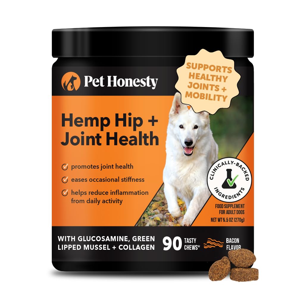 Hemp Hip & Joint Supplement for Dogs - Hemp Oil & Powder - Glucosamine Chondroitin for Dogs, Turmeric, MSM, Green-Lipped Mussel, Supports Mobility, May Reduce Discomfort (Bacon) Pet Honesty buy australia supplements