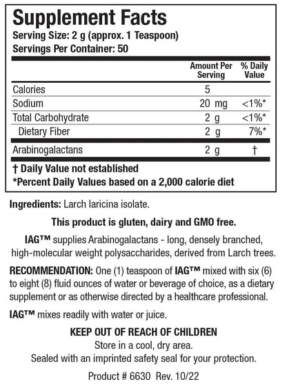 Biotics Research IAG Easy to Dissolve Prebiotic Powdered Formula, Immune Support, Gut Health, Stimulate Butyrate Production, Colon Health 3.6 Ounces BIOTICS RESEARCH