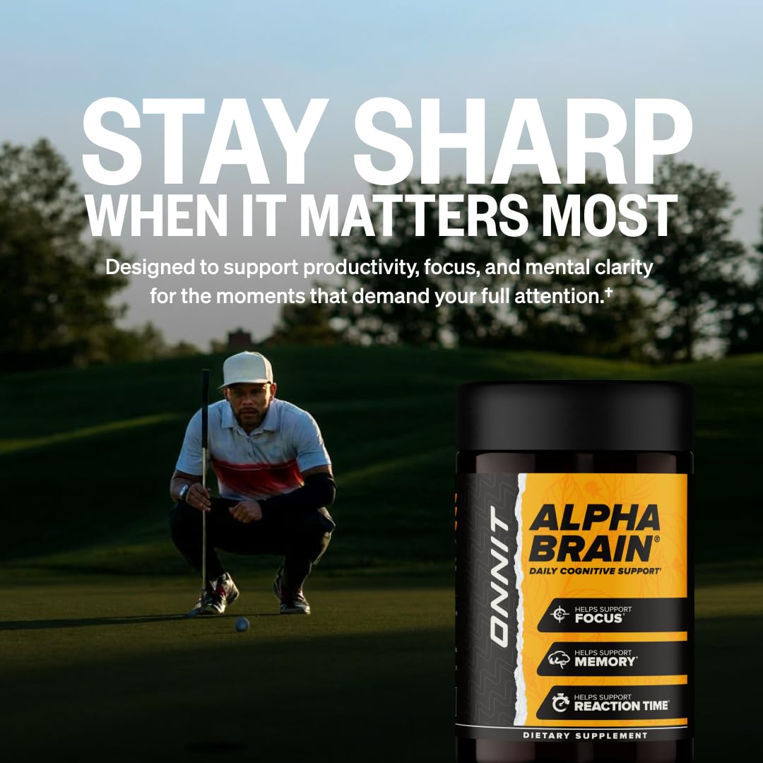 ONNIT Alpha Brain Nootropic Brain Supplement for Focus, Memory, Mental Clarity, Cognitive Support with L-Theanine and Vitamin B6, 90 Count