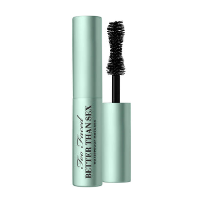 Too Faced Better Than Sex Waterproof Mascara | Volumizing and Lengthening Waterproof Mascara + Hourglass Brush | Formula for Dramatic Lashes | Cruelty-Free Eye Makeup, Black, Travel Size, 0.17 Fl Oz Too Faced