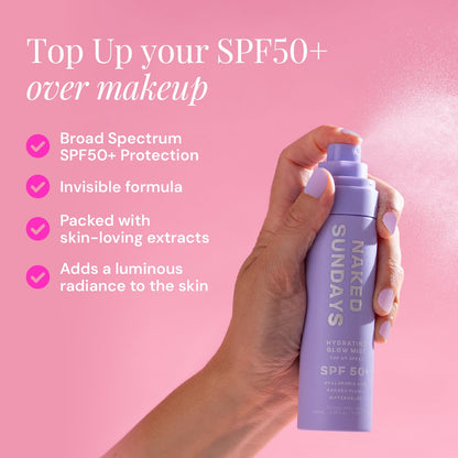 Naked Sundays Hydrating Glow Sunscreen Mist SPF 50 Facial Spray, 75ml Naked Sundays