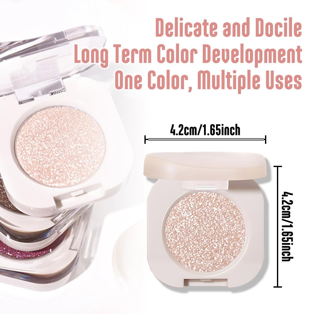 FeiCuiYun Glitter Shimmer Sparkle Eye Shadow Palette Makeup for Older Women, Pearl White Silver Glitter Shimmer Metallic Holographic Iridescent Cream Iridescent Single Monochrome Eyeshadow Makeup, 11 FeiCuiYun
