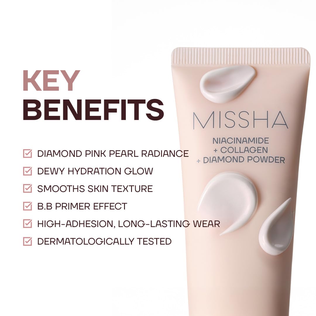 MISSHA M BB Boomer Face Primer, Korean Dewy Glow Makeup Base 1.35 oz MISSHA
