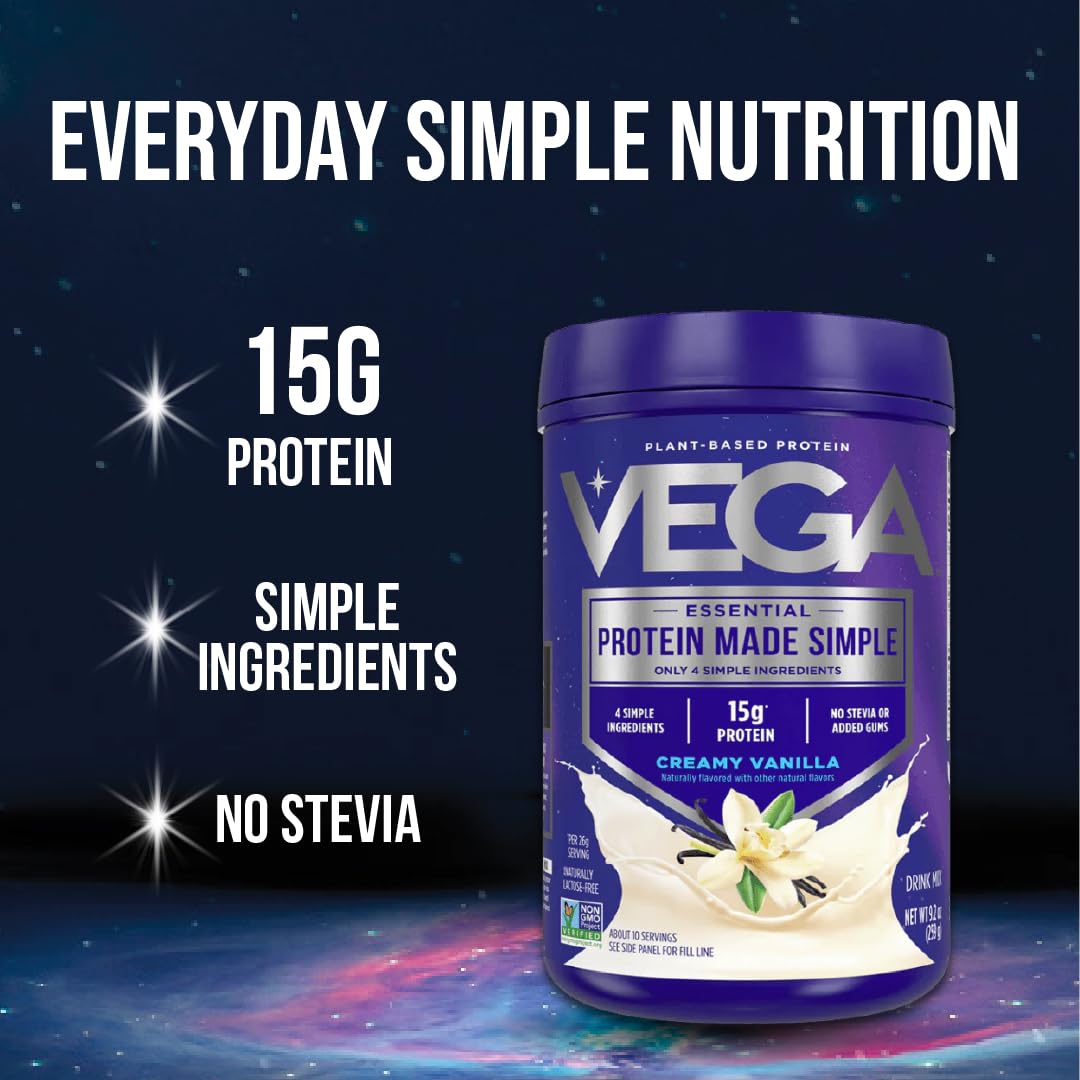 Vega Protein Made Simple - 15g Plant-Based Pea Protein, Chocolate, 10 Servings, Stevia Free, No Artificial Sweeteners or Gums, Non-GMO, Gluten Free, Dairy Free, 9.6oz (Packaging May Vary) Vega buy australia supplements