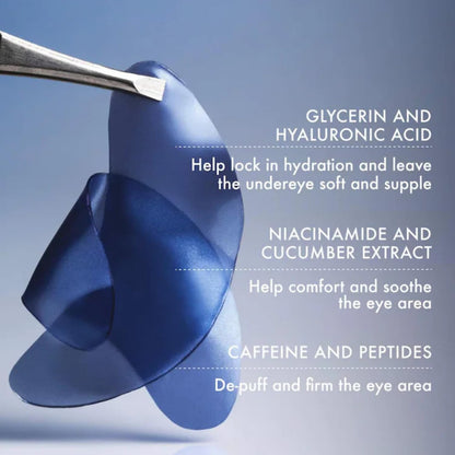 Summer Fridays Jet Lag Hydrating Eye Patches - De-puffing Hydrogel Under Eye Masks with Hyaluronic Acid, Caffeine + Peptides - Soothing + Refreshing At-Home + Travel Skin Care (6 Pairs) Summer Fridays