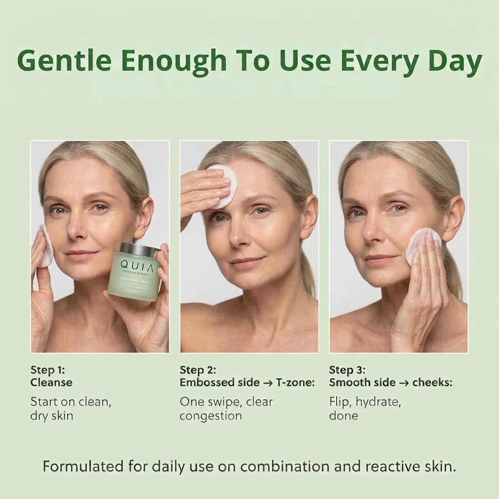 QUIA Korean Anti Aging Toner Pads- Gentle Exfoliating Soothing Formula QUIA Beauty