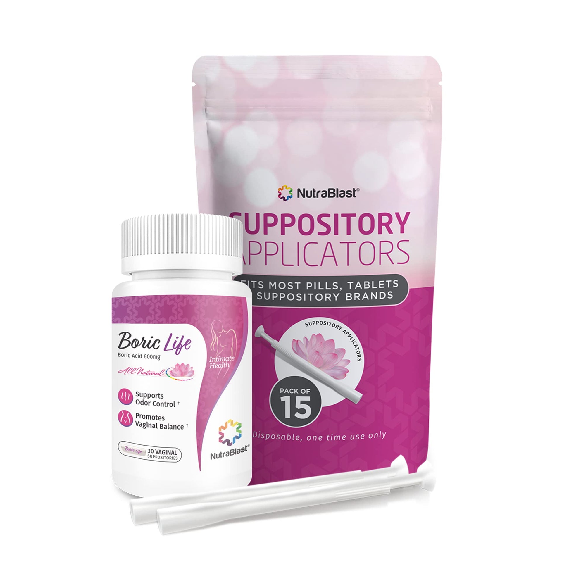 NutraBlast Boric Acid Suppositories 600mg Bundle with Applicator, 30 Suppositories & 15 Applicators - Feminine Care - Made in USA NutraBlast buy australia supplements