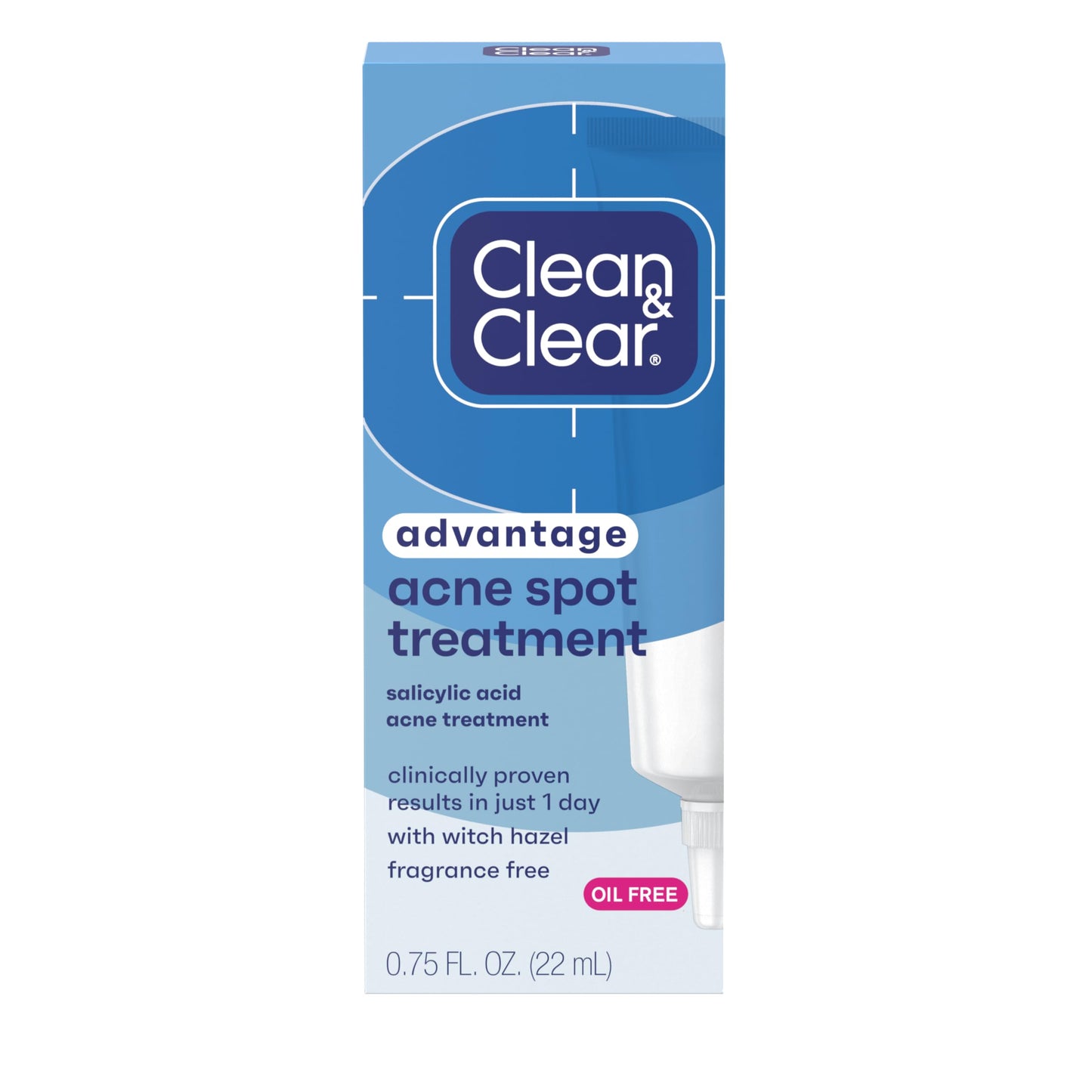 Clean and Clear Advantage Acne Spot Treatment Gel Cream with 2% Salicylic Acid & Witch Hazel, Acne Pimple Medication Clean & Clear