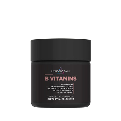 Livingood Daily Vitamin B Complex Capsules for Men and Women, Methylated B12 & Folate, 11 Active Forms Including B1 B2 B3 B5 B6 & Biotin, Gluten Free Livingood Daily