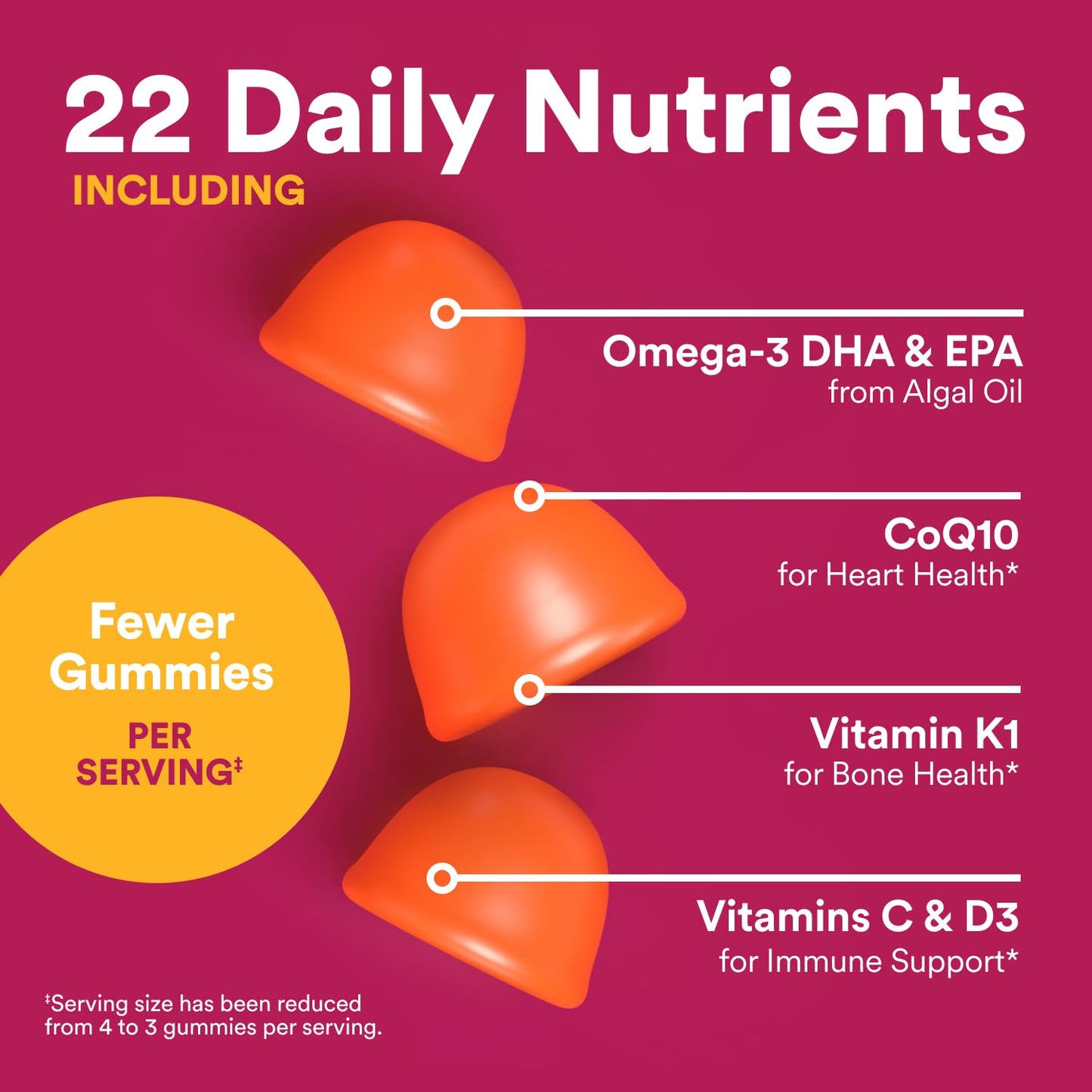 SmartyPants Multivitamin Gummy for Women 50 and Over, Omega 3 (DHA/EPA), Methylfolate, CoQ10, Vitamin D3, C, Vitamin B12, B6, A, K, Biotin SmartyPants