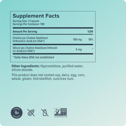 Biosil Collagen Booster Supplement - 180 Vegan Capsules - Patented ch-OSA Activator for Skin, Hair, Nails & Joints - Supports Natural Production - 90-Day Supply Biosil