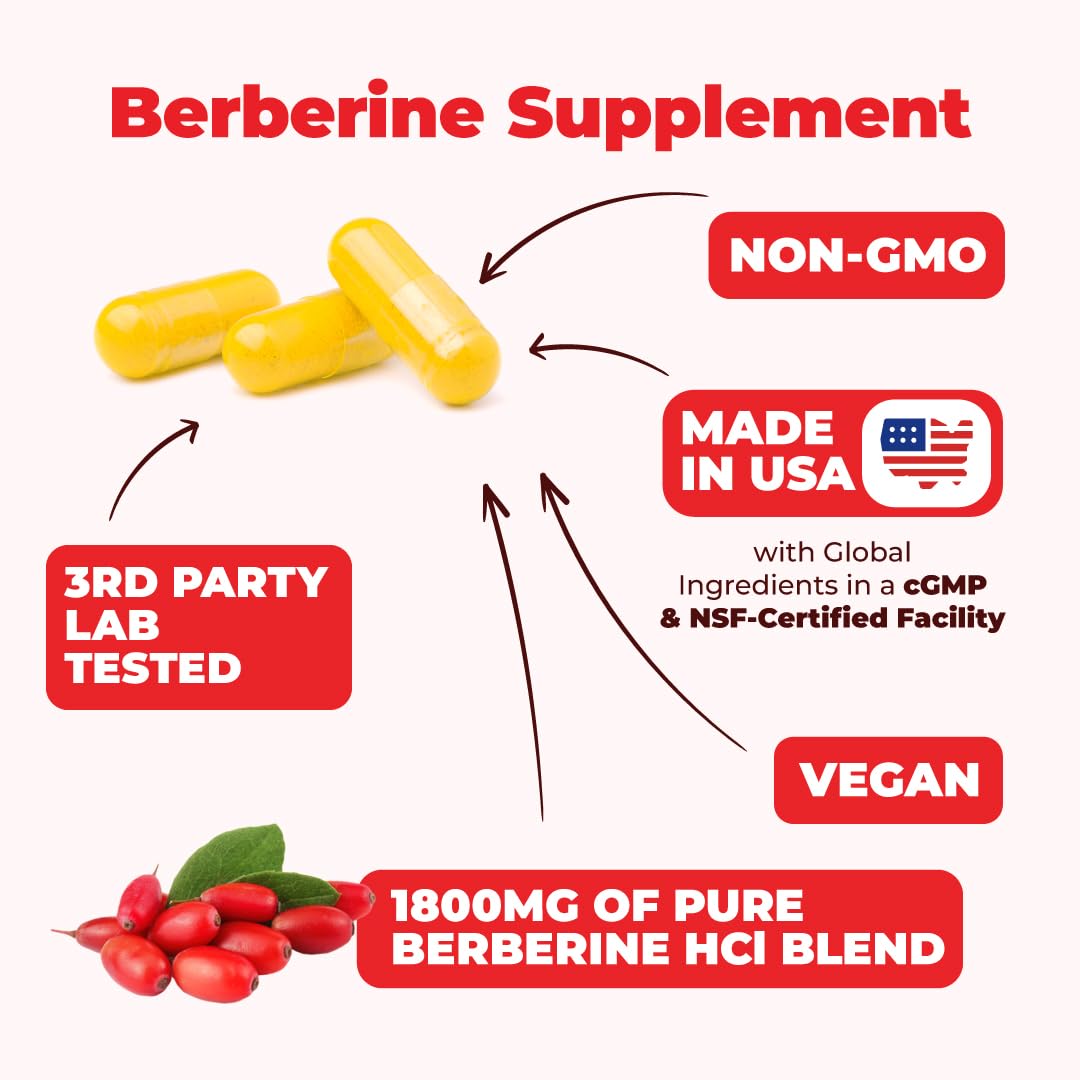 Vimerson Health Berberine Supplement with Third Party Tested Berberine 1800mg - Immune Support Supplement for Cardiovascular, Gastrointestinal Function & Metabolic Aid - Vegan & Non-GMO Vimerson Health buy australia supplements