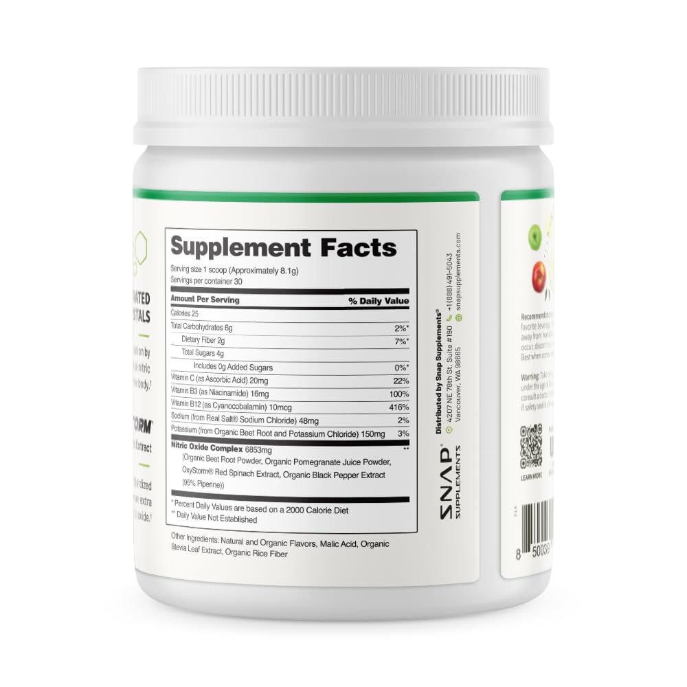 Snap Supplements Organic Beet Root Powder Nitric Oxide Supplement for Men & Women, Red Spinach & Pomegranate, Supports Healthy Energy & Blood Pressure Already Snap Supplements