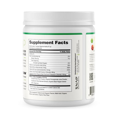Snap Supplements Organic Beet Root Powder Nitric Oxide Supplement for Men & Women, Red Spinach & Pomegranate, Supports Healthy Energy & Blood Pressure Already Snap Supplements