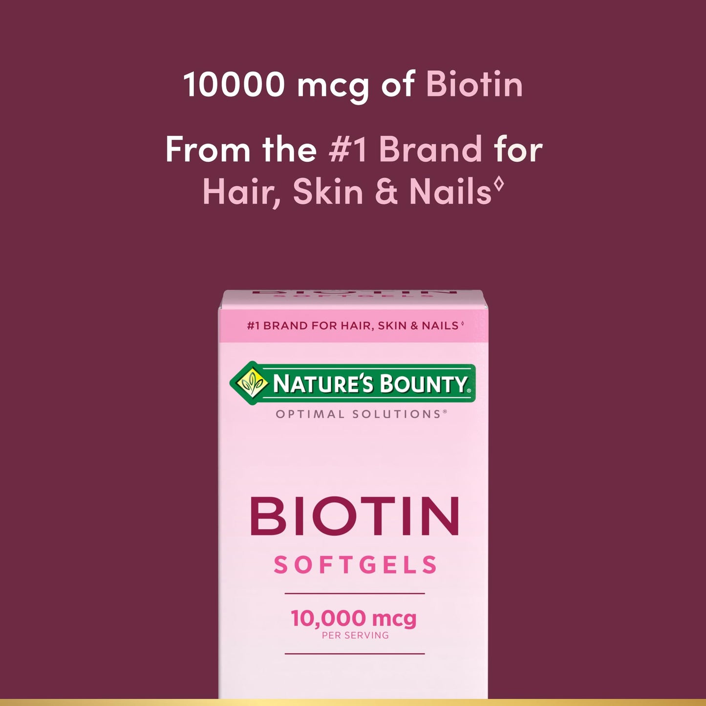 Nature's Bounty Biotin 10000mcg Supplement, Supports Healthy Hair, Skin and Nails, Optimal Solutions Hair Vitamin with Biotin Nature's Bounty Optimal Solutions