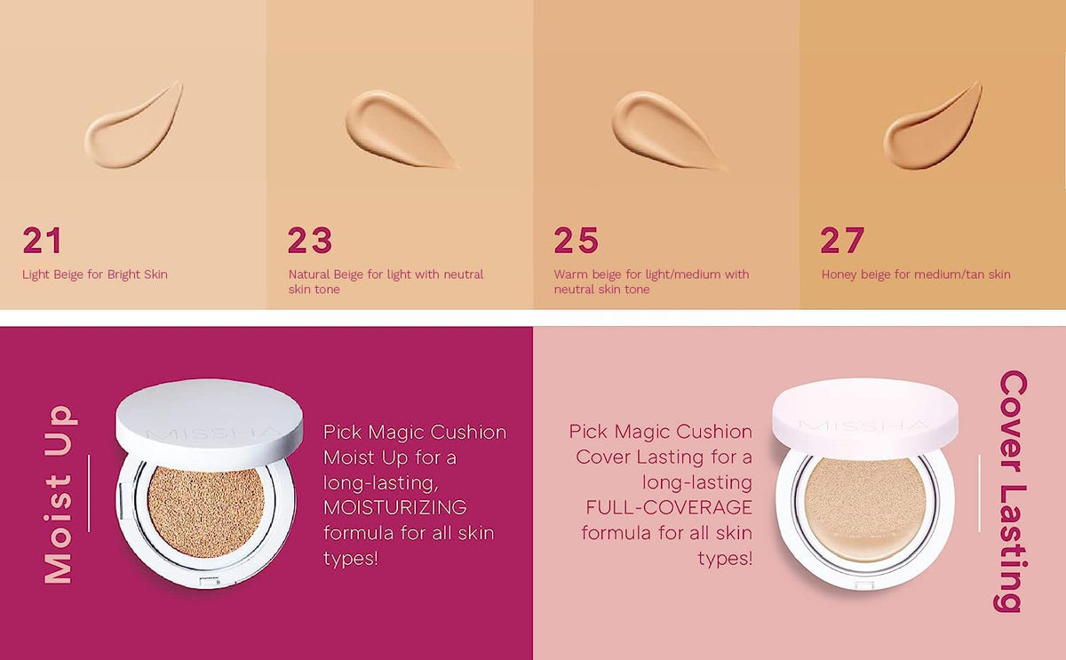 MISSHA Magic Cushion Foundation No.23 Natural Beige, Dewy Coverage MISSHA