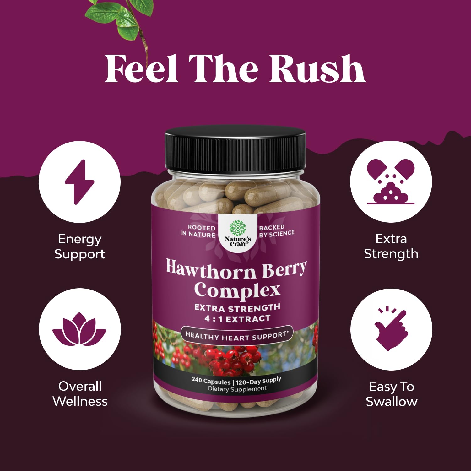 High Strength Hawthorn Berry Capsules - Pure Antioxidant Hawthorn Berry Supplement with Leaf & Flower Extract 4:1 for Healthy Heart & Digestion - Energy Support for Men & Women - 120 Count Pack Gsupps Australia