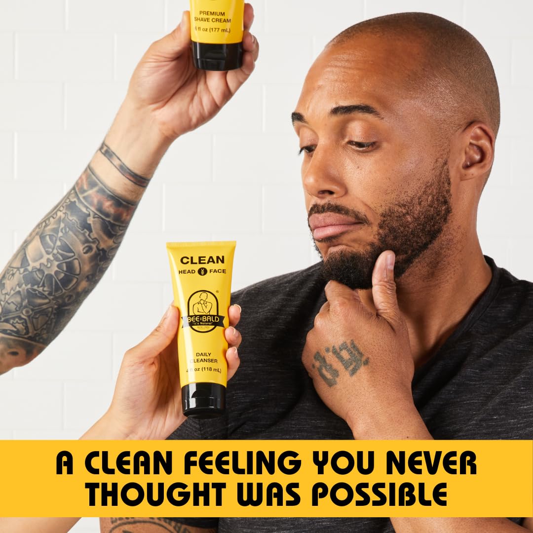 Bee Bald CLEAN Daily Head Care & Scalp Cleanser, Face Wash For Men, 4 fl oz Bee Bald