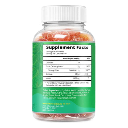 BeLive Fiber Gummies - Sugar Free Prebiotic Digestive Health and Regularity Supplement - Chicory Root & Inulin BeLive